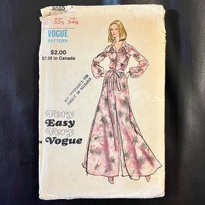 Vogue 8185 Sewing Pattern Vintage 70s Full Flowy Maxi Jumpsuit UCFF Very Easy 10